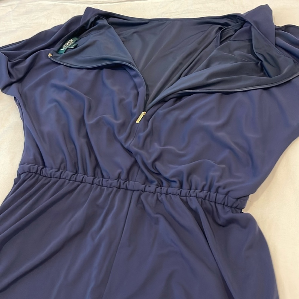 Lauren Ralph Lauren | Navy Split Sleeve Jumpsuit Sz XL - Picture 9 of 16